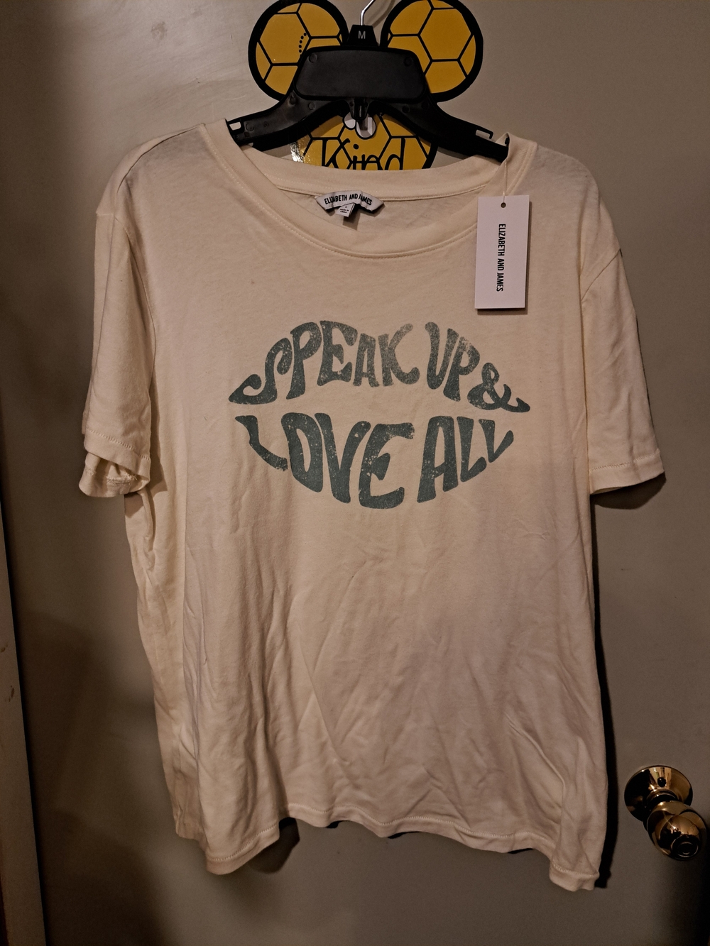 Elizabeth and James Cream Short-Sleeve Tee with Blue Graphic
